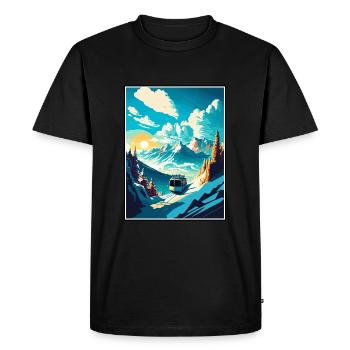 Laax Switzerland Vintage Travel Poster Souvenir - Men's Premium Organic T-Shirt - black - Front - Nico (187cm)