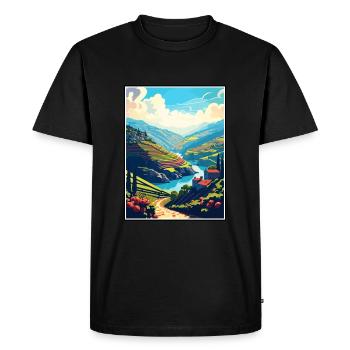 Vallée du Douro Portugal Vintage Travel Poster WPA - T-shirt Premium bio Homme - noir - Devant - Nico (187cm)