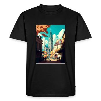 Rouen France Vintage Travel Poster WPA Souvenir - Men's Premium Organic T-Shirt - black - Front - Nico (187cm)