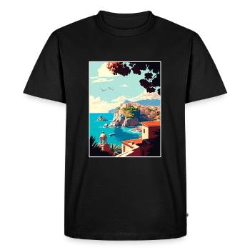 Rhodes Grèce Décoration Vintage Voyage Affiche WPA - T-shirt Premium bio Homme - noir - Devant - Nico (187cm)