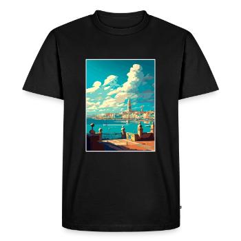Cadix Espagne Vintage voyage affiche WPA Souvenir - T-shirt Premium bio Homme - noir - Devant - Nico (187cm)