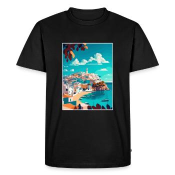 Ibiza Espagne Vintage voyage affiche WPA Souvenir - T-shirt Premium bio Homme - noir - Devant - Nico (187cm)