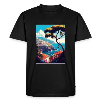 Funchal Portugal Vintage Travel Poster Souvenir - Men's Premium Organic T-Shirt - black - Front - Nico (187cm)