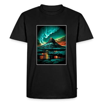 Kirkjufell Iceland Vintage Travel Poster Souvenir - Men's Premium Organic T-Shirt - black - Front - Nico (187cm)