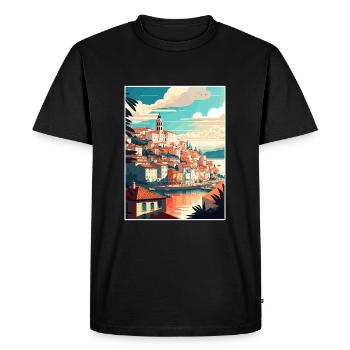 Coimbra Portugal Vintage Travel Poster Souvenir - Men's Premium Organic T-Shirt - black - Front - Nico (187cm)