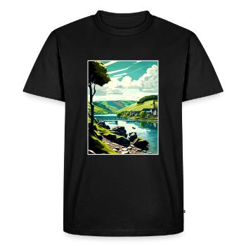 Vallée de la Moselle Allemagne Vintage voyage affiche WPA - T-shirt Premium bio Homme - noir - Devant - Nico (187cm)