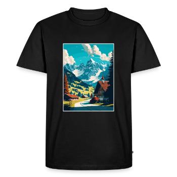Gstaad Suisse Vintage Voyage Poster Souvenir - T-shirt Premium bio Homme - noir - Devant - Nico (187cm)
