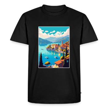 Lac Majeur Suisse Vintage Travel Poster - T-shirt Premium bio Homme - noir - Devant - Nico (187cm)