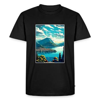 Lugano Suisse Vintage voyage affiche Souvenir - T-shirt Premium bio Homme - noir - Devant - Nico (187cm)