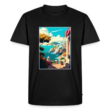 Milos Greece Decoration Vintage Travel Poster WPA - Men's Premium Organic T-Shirt - black - Front - Nico (187cm)