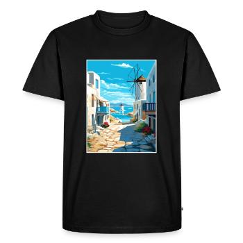 Mykonos Grèce décoration Vintage Travel Poster - T-shirt Premium bio Homme - noir - Devant - Nico (187cm)