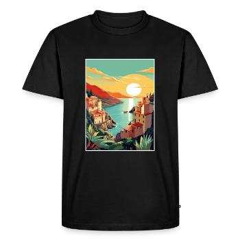 Cinque Terre Italie Décoration Patmos Affiche De Voyage - T-shirt Premium bio Homme - noir - Devant - Nico (187cm)