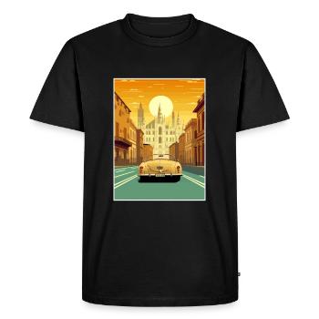 Milan Espagne Ibiza Vintage voyage affiche Souvenir - T-shirt Premium bio Homme - noir - Devant - Nico (187cm)