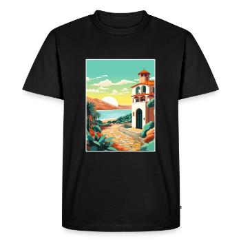 Costa Brava Espagne Vintage voyage affiche Souvenir - T-shirt Premium bio Homme - noir - Devant - Nico (187cm)