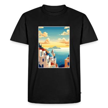 Santorin Grèce décoration grec voyage affiche - T-shirt Premium bio Homme - noir - Devant - Nico (187cm)