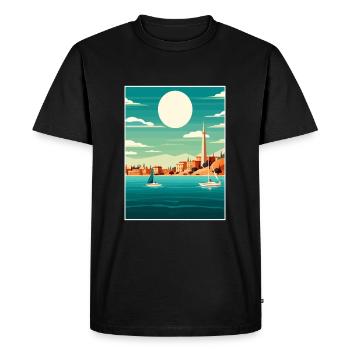 Ibiza Espagne Vintage voyage affiche WPA Souvenir - T-shirt Premium bio Homme - noir - Devant - Nico (187cm)