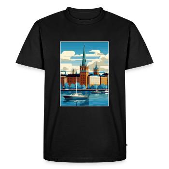 Stockholm Suède suédois Vintage voyage affiche WPA - T-shirt Premium bio Homme - noir - Devant - Nico (187cm)