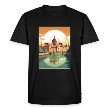 Budapest Hungary Vintage Travel Poster Souvenir - Men's Premium Organic T-Shirt - black - Front - Nico (187cm)