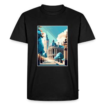 Brussels Belgium Vintage Travel Poster Souvenir - Men's Premium Organic T-Shirt - black - Front - Nico (187cm)