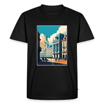 Brussels Belgium Vintage Travel Poster Souvenir - Men's Premium Organic T-Shirt - black - Front - Nico (187cm)