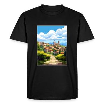 Bergame Italie Vintage voyage affiche WPA Souvenir - T-shirt Premium bio Homme - noir - Devant - Nico (187cm)