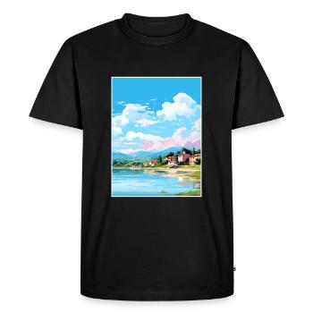 Lac Banyoles Espagne Ibiza Déco Affiche de voyage - T-shirt Premium bio Homme - noir - Devant - Nico (187cm)