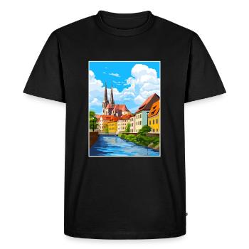 Regensburg Germany Vintage Travel Poster Souvenir - Men's Premium Organic T-Shirt - black - Front - Nico (187cm)