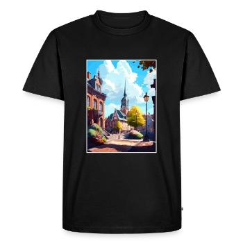 Lund Suède Affiche de voyage vintage WPA Souvenir - T-shirt Premium bio Homme - noir - Devant - Nico (187cm)