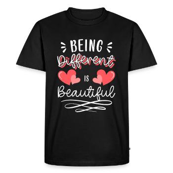 Différents, fiers, différents - T-shirt Premium bio Homme - noir - Devant - Nico (187cm)