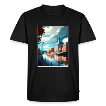 Karlstad Suède Vintage voyage affiche WPA Souvenir - T-shirt Premium bio Homme - noir - Devant - Nico (187cm)