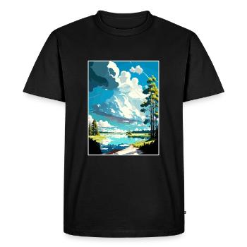 Leksand Suède Vintage voyage affiche WPA Souvenir - T-shirt Premium bio Homme - noir - Devant - Nico (187cm)