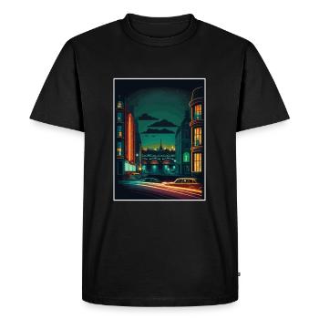 Dublin Skyline Ireland Vintage Travel Poster WPA - Men's Premium Organic T-Shirt - black - Front - Nico (187cm)