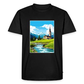 Ramsau Allemagne Berchtesgaden Vintage Travel Poster - T-shirt Premium bio Homme - noir - Devant - Nico (187cm)