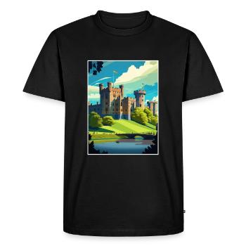 Warwick Castle Ecosse Vintage voyage affiche WPA - T-shirt Premium bio Homme - noir - Devant - Nico (187cm)