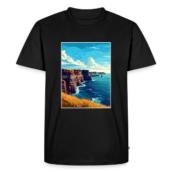 Falaises de Moher Irlande Vintage voyage affiche WPA - T-shirt Premium bio Homme - noir - Devant - Nico (187cm)