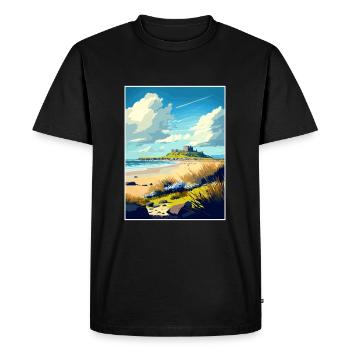 Bamburgh Castle Angleterre Vintage voyage affiche WPA - T-shirt Premium bio Homme - noir - Devant - Nico (187cm)