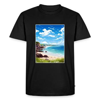 Trevaunance Cove Cornwall Affiche de voyage Vintage - T-shirt Premium bio Homme - noir - Devant - Nico (187cm)