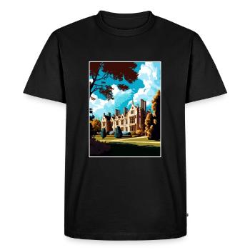 Abbaye d’Anglesey décoration Vintage voyage affiche - T-shirt Premium bio Homme - noir - Devant - Nico (187cm)