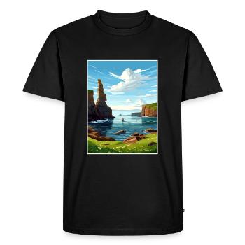 Duncansby Stacks Scotland Affiche de voyage Vintage - T-shirt Premium bio Homme - noir - Devant - Nico (187cm)