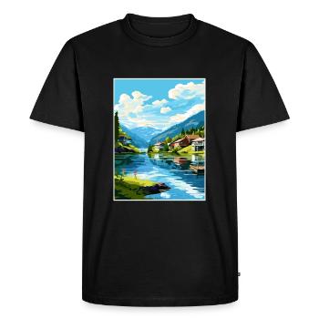 Flekkefjord Norvège Chambre Vintage voyage affiche WPA - T-shirt Premium bio Homme - noir - Devant - Nico (187cm)