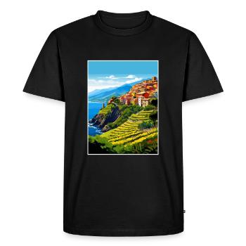 Cinque Terre Italie Décoration Patmos Affiche De Voyage - T-shirt Premium bio Homme - noir - Devant - Nico (187cm)