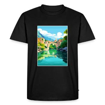 Mostar, Bosnie-Herzégovine, Pont de Stari Most Koski - T-shirt Premium bio Homme - noir - Devant - Nico (187cm)