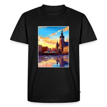 Cracovie Pologne Vintage voyage affiche WPA Souvenir - T-shirt Premium bio Homme - noir - Devant - Nico (187cm)
