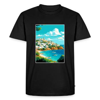 Ibiza Espagne Vintage voyage affiche WPA Souvenir - T-shirt Premium bio Homme - noir - Devant - Nico (187cm)