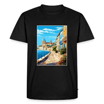 Coimbra Portugal Vintage Travel Poster Souvenir - Men's Premium Organic T-Shirt - black - Front - Nico (187cm)