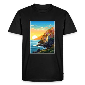 Cinque Terre Italie Décoration Patmos Affiche De Voyage - T-shirt Premium bio Homme - noir - Devant - Nico (187cm)