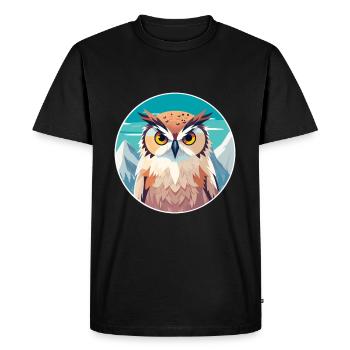 Hibou Aquarelle Dessin Animé Kawaii Animal De Compagnie Coloré - T-shirt Premium bio Homme - noir - Devant - Nico (187cm)