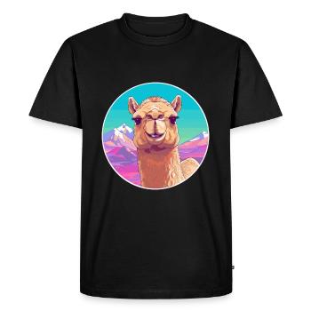 Camel Watercolor Cartoon Kawaii Pet Animal Colorfu - Men's Premium Organic T-Shirt - black - Front - Nico (187cm)