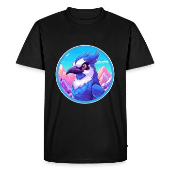 Geai bleu aquarelle dessin animé Kawaii animal de compagnie Animal Colo - T-shirt Premium bio Homme - noir - Devant - Nico (187cm)