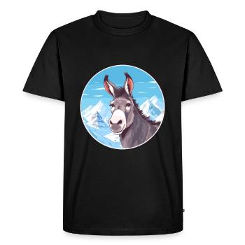 Donkey Watercolor Cartoon Kawaii Pet Animal Colorf - Men's Premium Organic T-Shirt - black - Front - Nico (187cm)